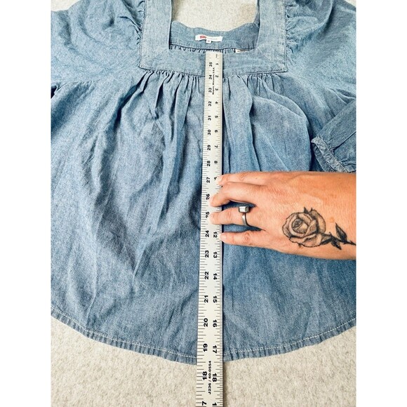 Levi's Amber Long Sleeve Blouse Square Neck Shirt 100% Cotton Flowy Medium - Picture 11 of 14